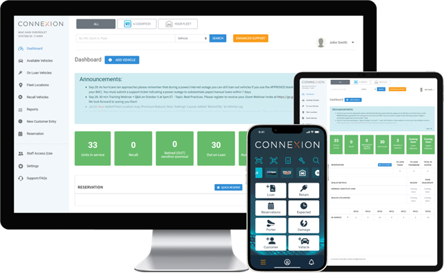 Connexion courtesy transportation software for automotive dealers